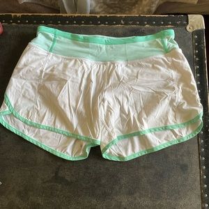 White and mint green lulu shorts